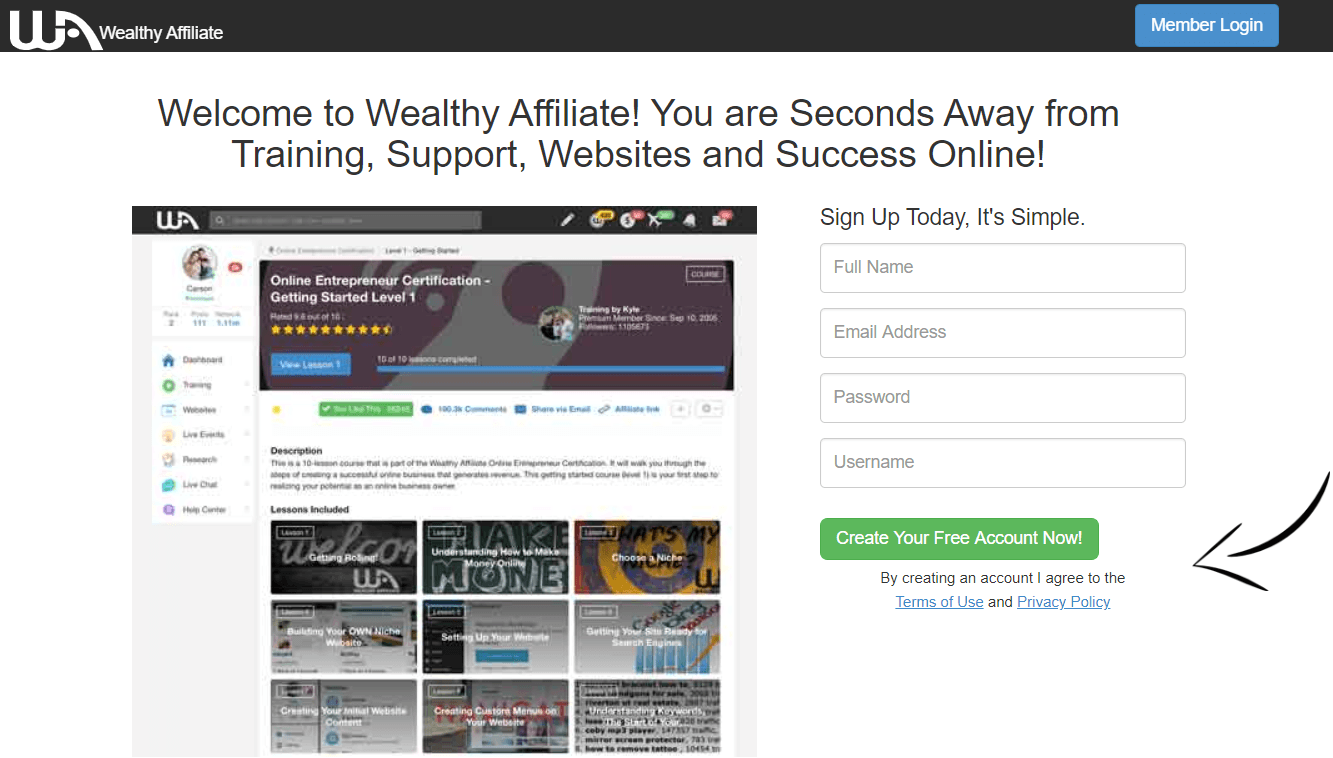 Wealthy Affiliate sign up