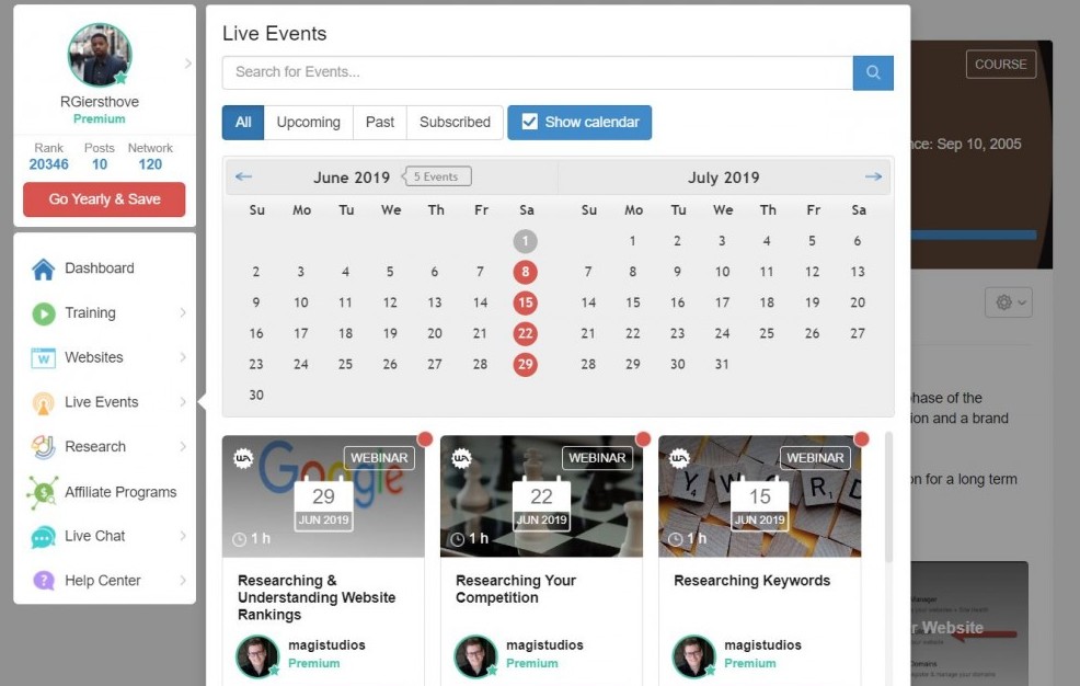Wealthy Affiliate live events Wealthy Affiliate live events