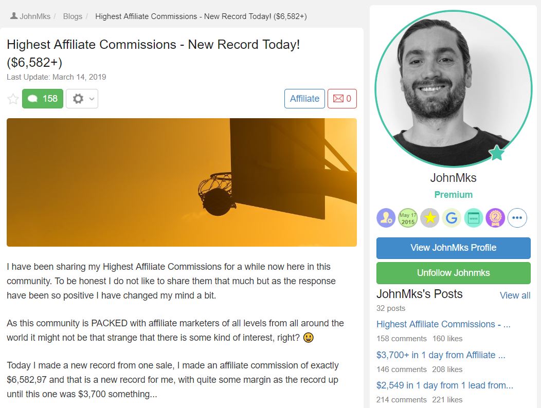 newjohnmks Wealthy Affiliate success story