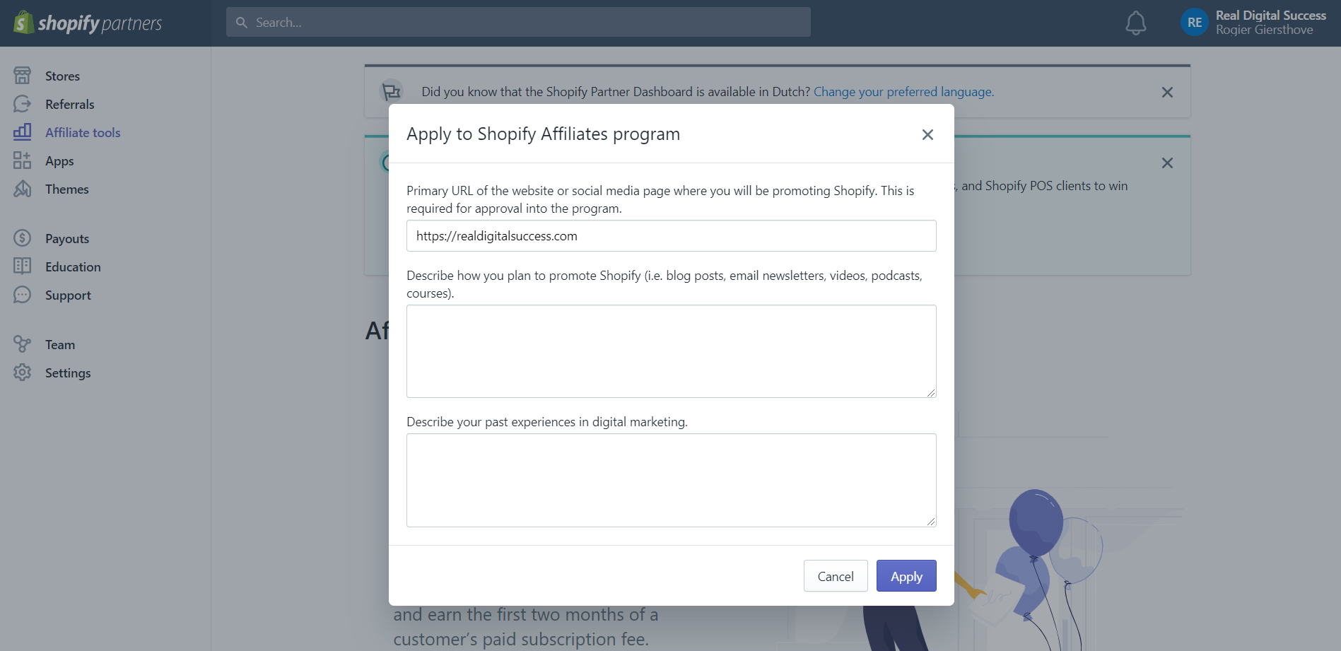 approval process shopify affiliate program