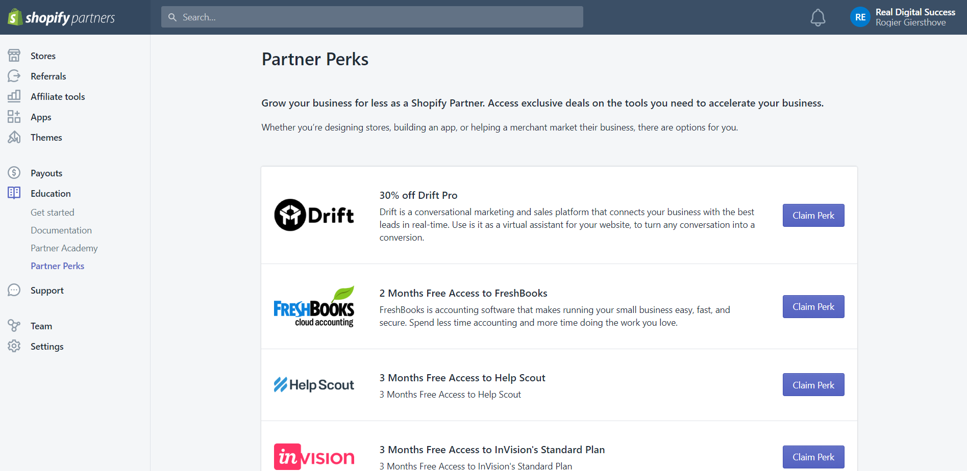 Shopify Partner Perks