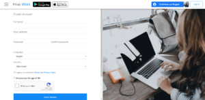 Hive Micro sign up process