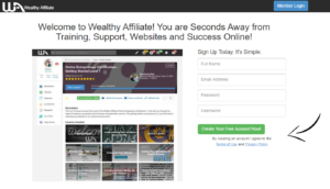 Wealthy Affiliate Opt-in page