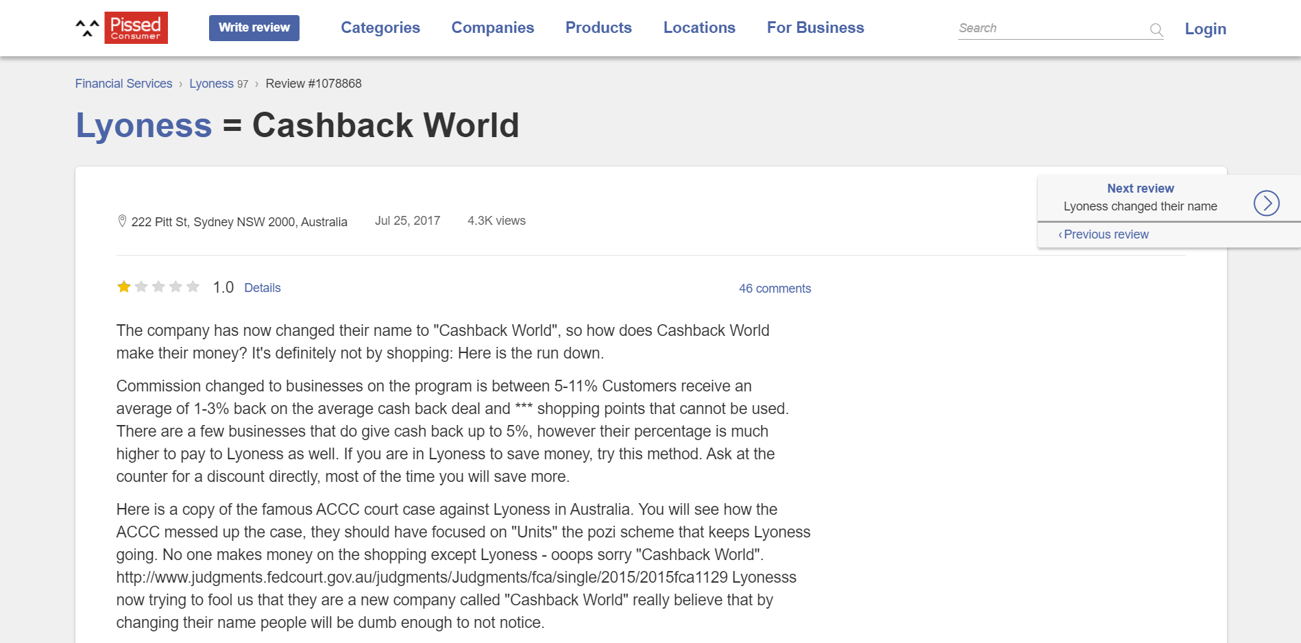 Other Cashback World review