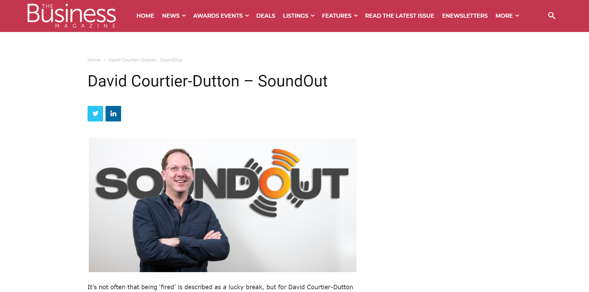 David Coutier-Dutton in the Business magazine