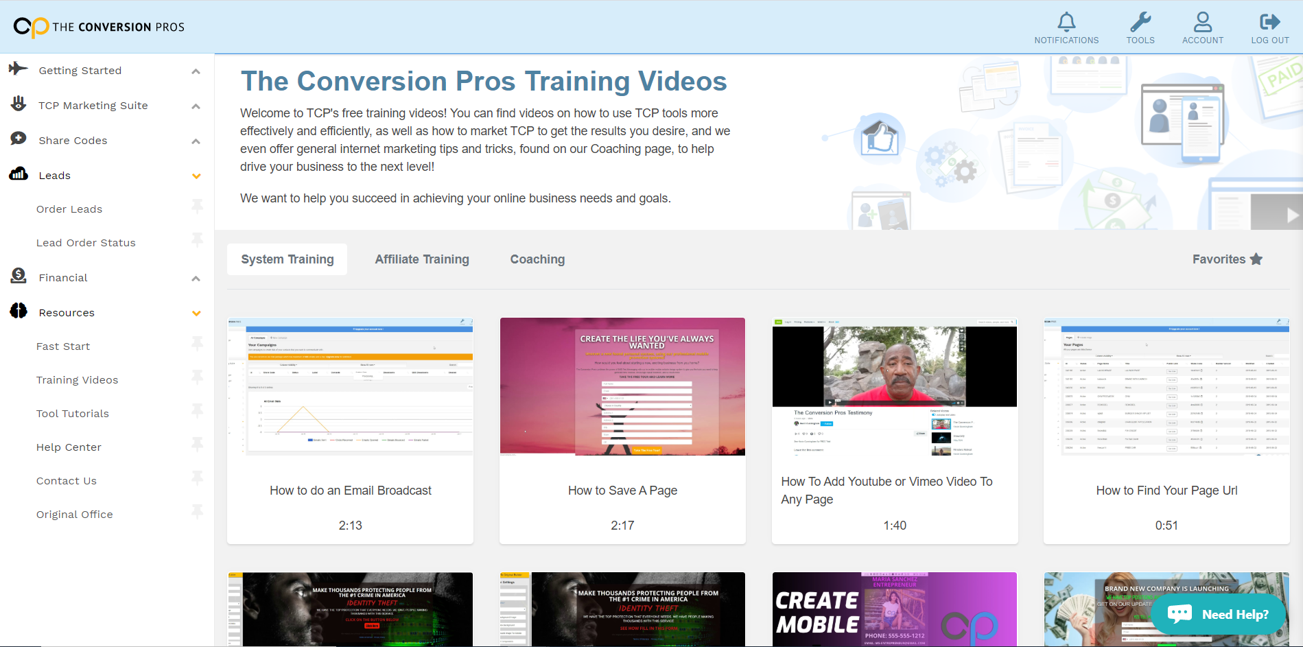 The Conversion Pros Training videos