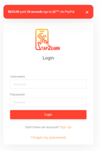 Tap 2 Earn sign up and login