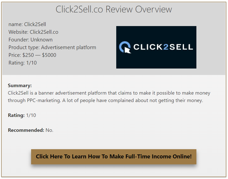 Click2Sell review overview