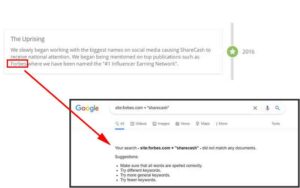 Sharecash Fake Forbes mention