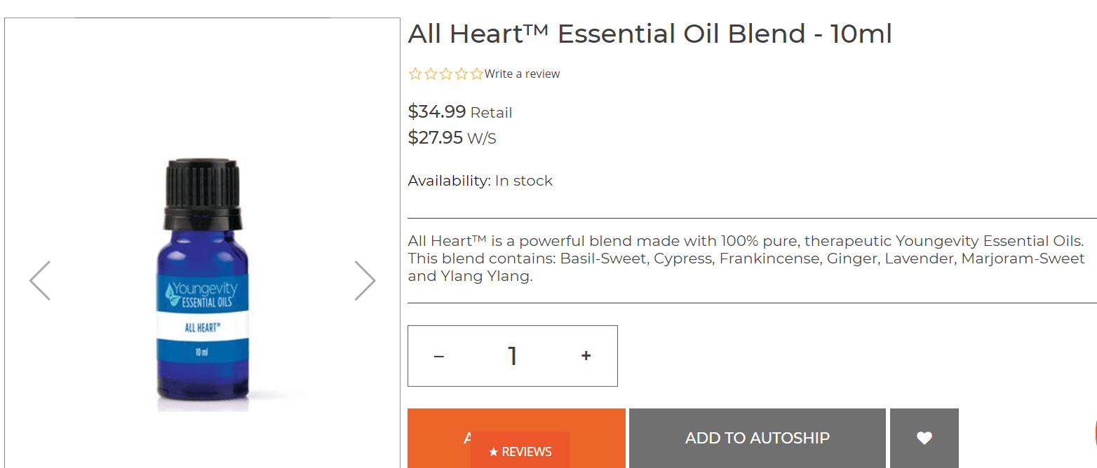 Youngevity All Heart Essential oil blend