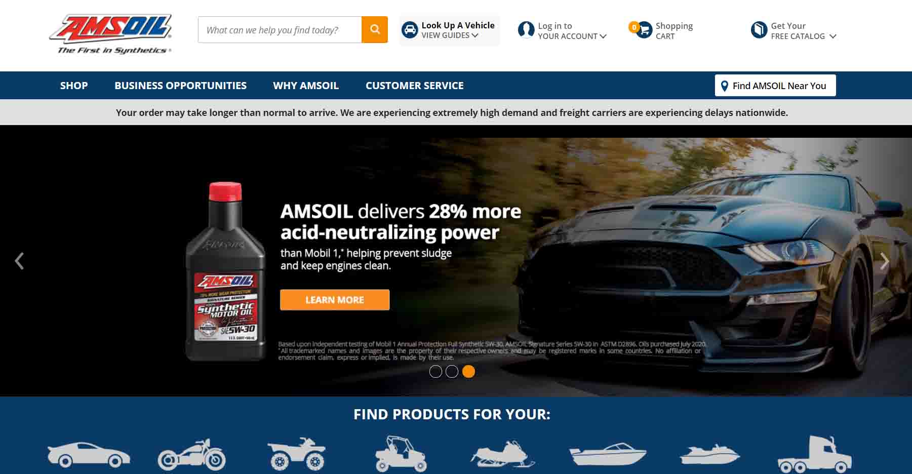 Amsoil main page