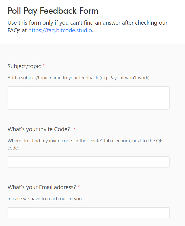 Poll Pay Contact form