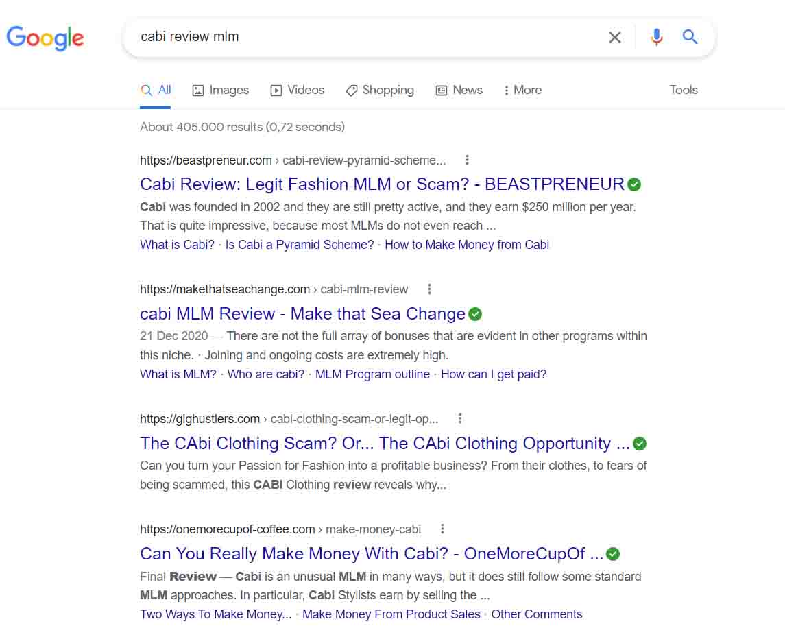 Cabi review search results