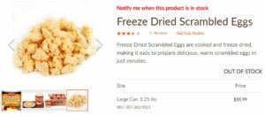Honeyville Freeze dried scrambelled eggs