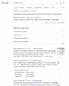 Atomy scam google search results