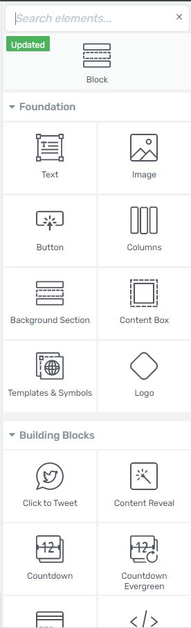 Thrive Architect Block Menu