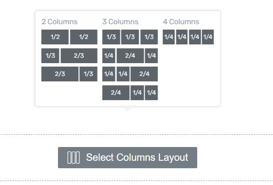 Thrive Architect divides pages into collumns