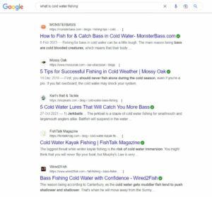 Cold water fishing google search results