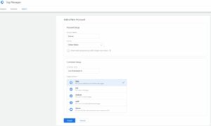Google Tag manager add new account