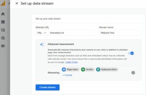 Google analytics set data stream