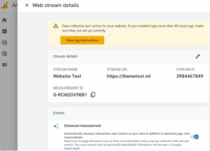 Google analytics webstream details