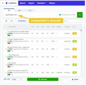 Linkminer competitors backlinks