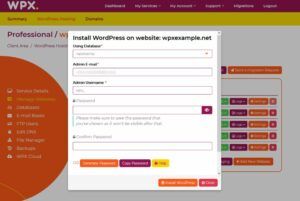 WPX Install WordPress on Website