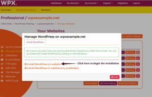 WPX manage WordPress on website