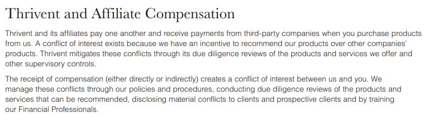 Thrivent and affiliate compensation
