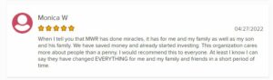 Monica MWR Financial Positive Testimonial